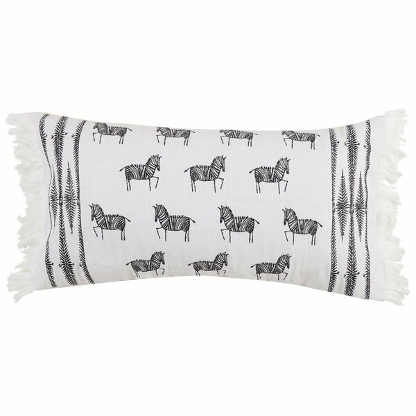 Puesta En Escena 12 x 24 in. Zebra OB Embroidered Pillow with Tassels PU3678874